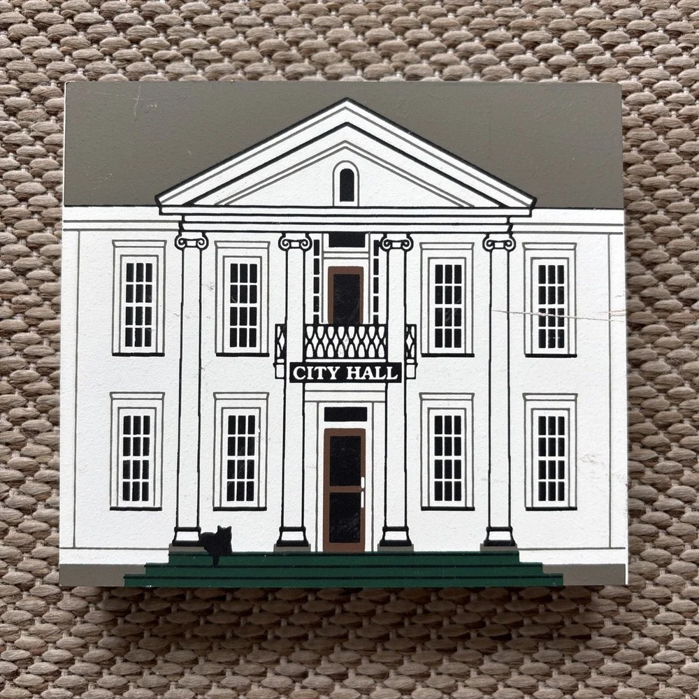 The Cat's Meow City Hall 1991 Series IX Wooden Shelf Sitter Collection